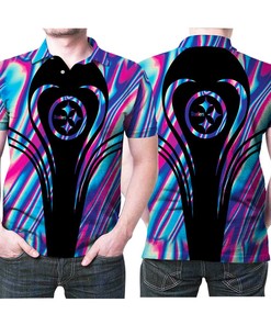 Design Pittsburgh Steelers Holographic Color Art Style Printed 3D All Over Print Polo Shirt