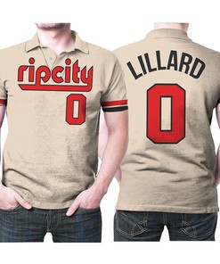 Design Portland Trail Blazers Damian Lillard 0 2020 Finished City Edition Swingman Cream Jersey Style Polo Shirt