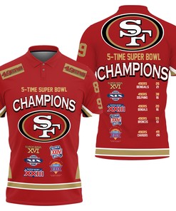 Design San Francisco 49ers 5 Time Super Bowl Champions 3D All Over Print Polo Shirt
