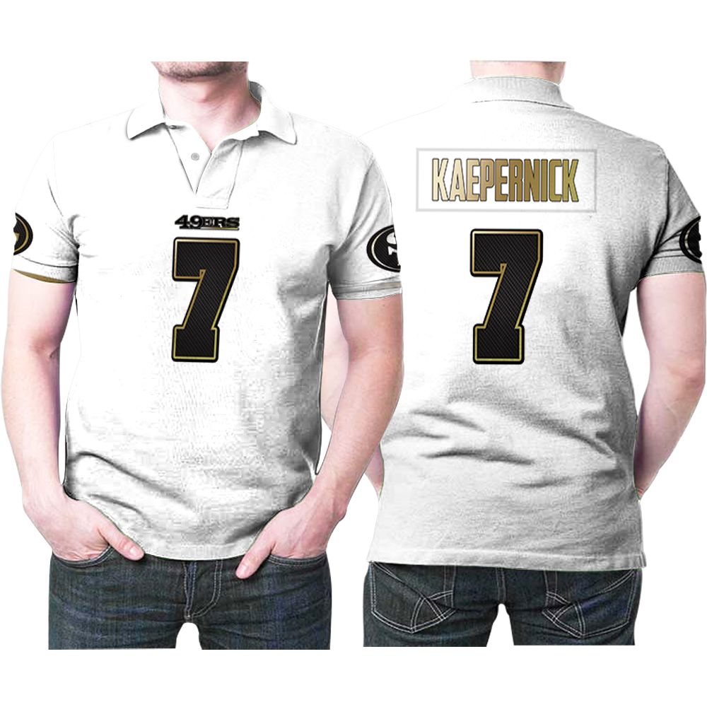 Design San Francisco 49ers Colin Kaepernick 7 Nfl American Football Team White 100th Season Golden Edition Jersey Style Gift For 49ers Fans Polo Shirt