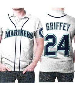 Design Seattle Mariners Ken Griffey Jr 24 Mlb Baseball Team Logo Jersey Style 3D All Over Print Polo Shirt