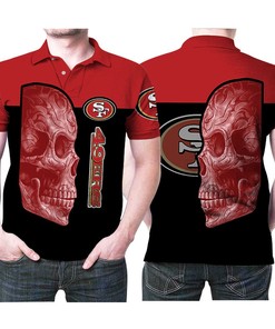 Design Skull San Francisco 49ers Flowers Pattern 3D All Over Print Polo Shirt