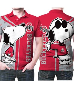 Design Snoopy Kiss Ohio State Buckeyes Logo 3D All Over Print Polo Shirt