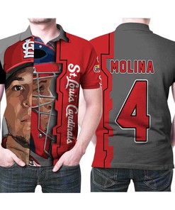 Design St Louis Cardinals Yadier Molina 3 Legend Split Face Mlb Baseball Team Polo Shirt