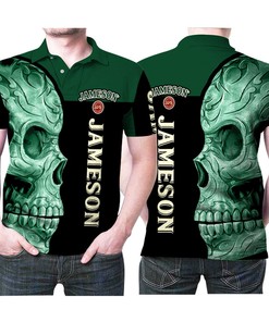 Design Sugar Skull Jameson Irish Whiskey Printed 3D All Over Print Polo Shirt