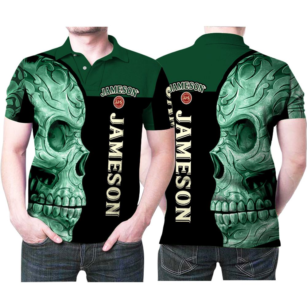 Design Sugar Skull Jameson Irish Whiskey Printed 3D All Over Print Polo Shirt