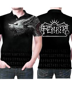 Design Vikings Fenrir Giant Wolf Norse Mythology 3D All Over Print Polo Shirt