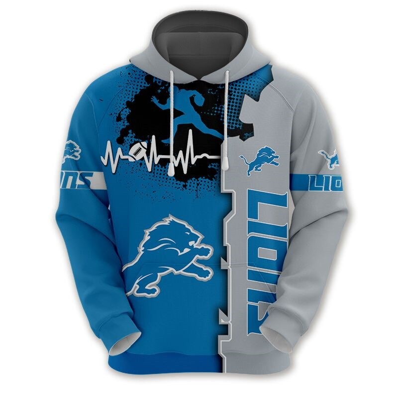 Detroit Lions 3D All Over Print Zip Hoodie for Nfl Fans