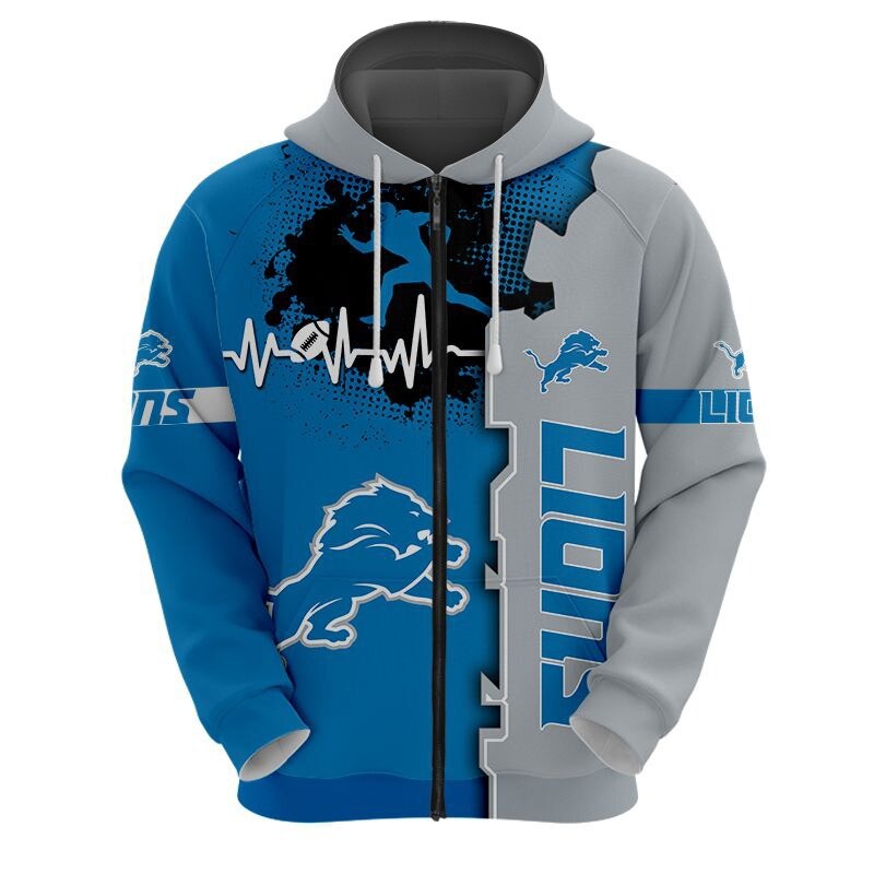 Detroit Lions 3D All Over Print Zip Hoodie for Nfl Fans - Image 3