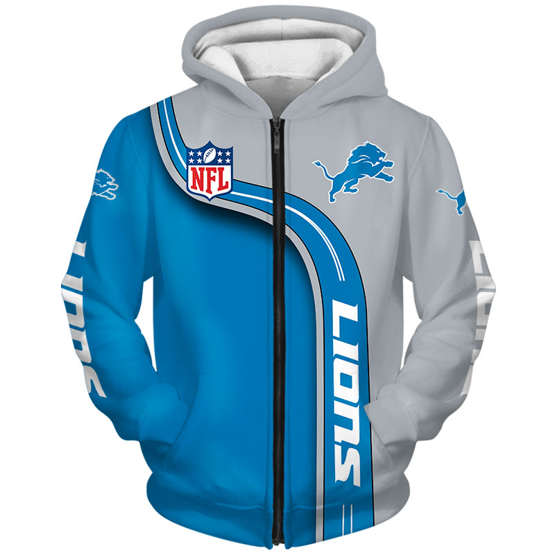 Detroit Lions Hoodie 3D Cute Zip Hoodie Pullover Gift for Fans - Image 2