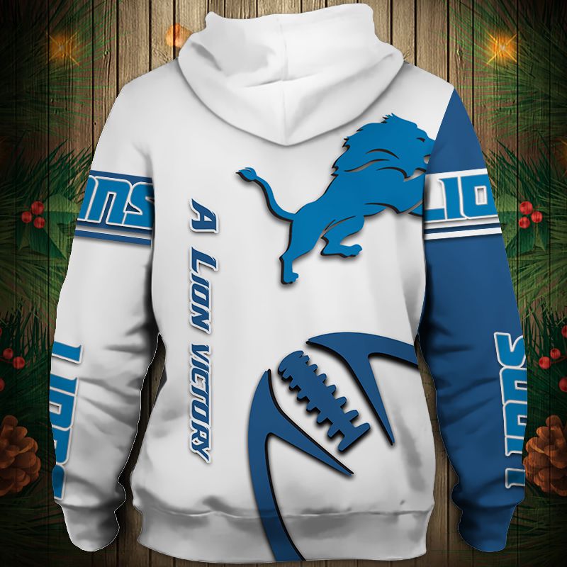 Detroit Lions Hoodie 3D Graphic Balls Zip Hoodie Pullover - Image 2