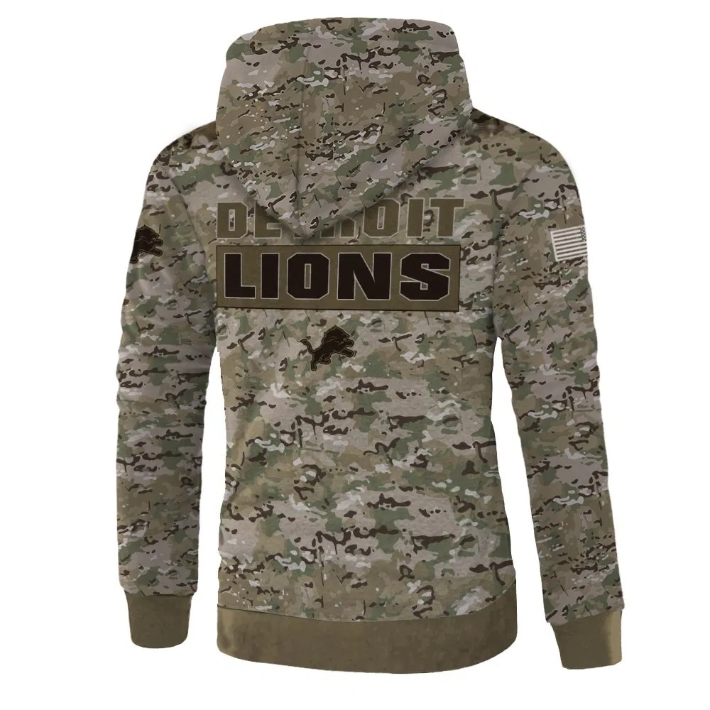 Detroit Lions Hoodie Army Graphic Zip Hoodie Pullover Gift for Fans - Image 3