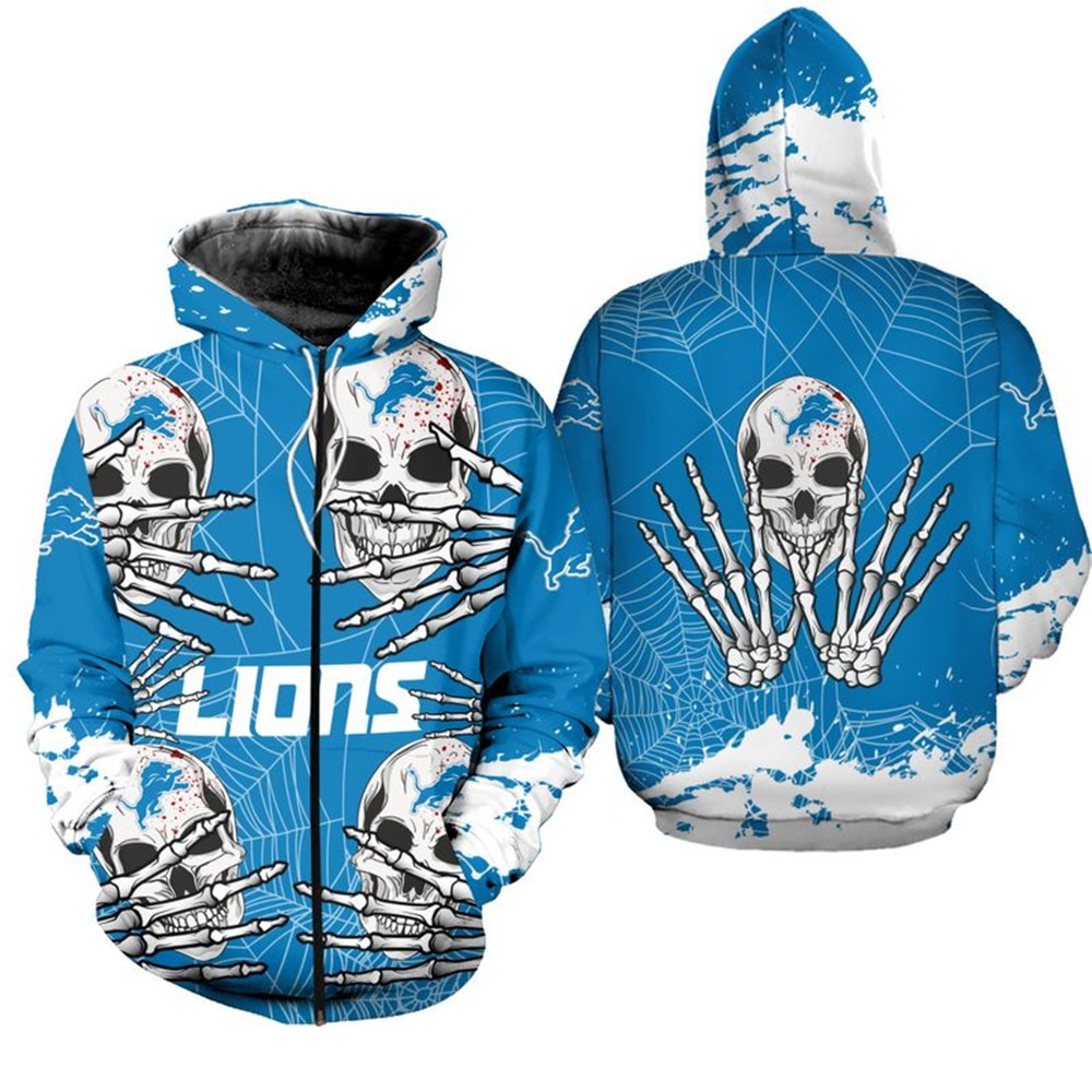 Detroit Lions Hoodie Skull for Halloween Graphic - Image 2