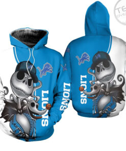 Detroit Lions Jack Skellington And Zero 3D Hoodie