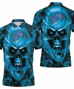 Detroit Lions Nfl Fans Skull 3D All Over Print Polo Shirt