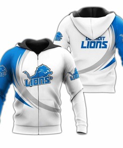 Detroit Lions Zip Hoodie Curve Graphic Gifts for Fans