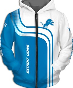 Detroit Lions Zipper Hoodie 3D One Way Zip Hoodie