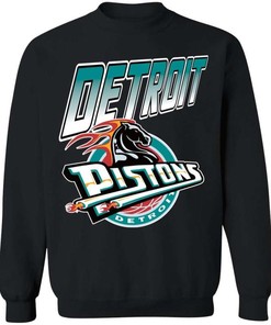 Detroit Pistons Horse  Vintage Nba Crewneck Sweatshirt