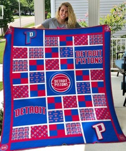 Detroit Pistons Quilt Blanket Bedding Set for Home Décor