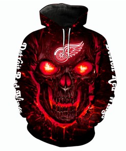 Detroit Red Wings Halloween Hoodie 3D Skulls Pullover Nhl