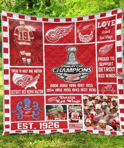 Detroit Red Wings Hockey Quilt Blanket Fan Gift MN06
