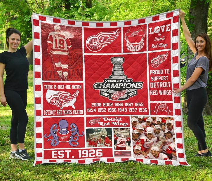 Detroit Red Wings Hockey Quilt Blanket Fan Gift MN06