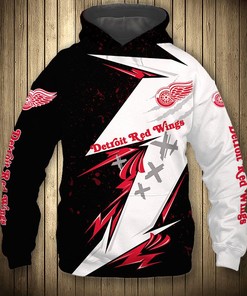 Detroit Red Wings Hoodie 3D Thunder Design Pullover Nhl