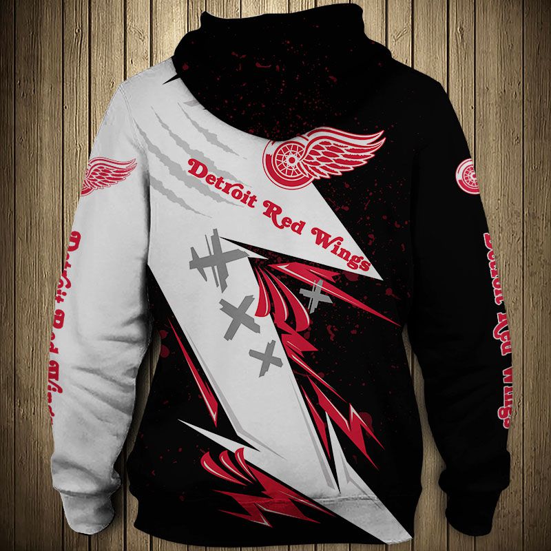 Detroit Red Wings Hoodie 3D Thunder Design Pullover Nhl - Image 2