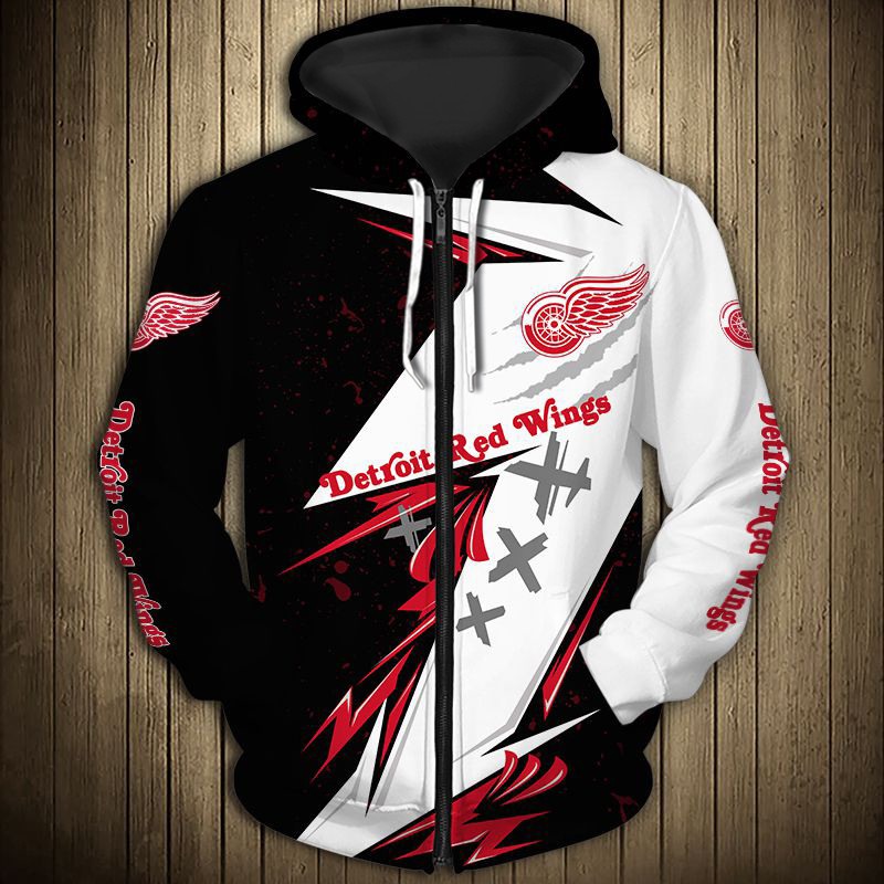 Detroit Red Wings Hoodie 3D Thunder Design Pullover Nhl - Image 3