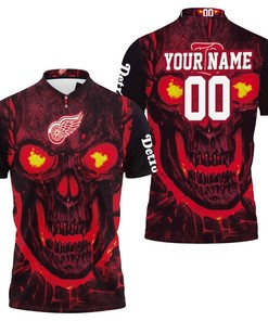 Detroit Red Wings Nhl Fan 3d Skull Demon Personalized Polo Shirt All Over Print Shirt 3d T-shirt