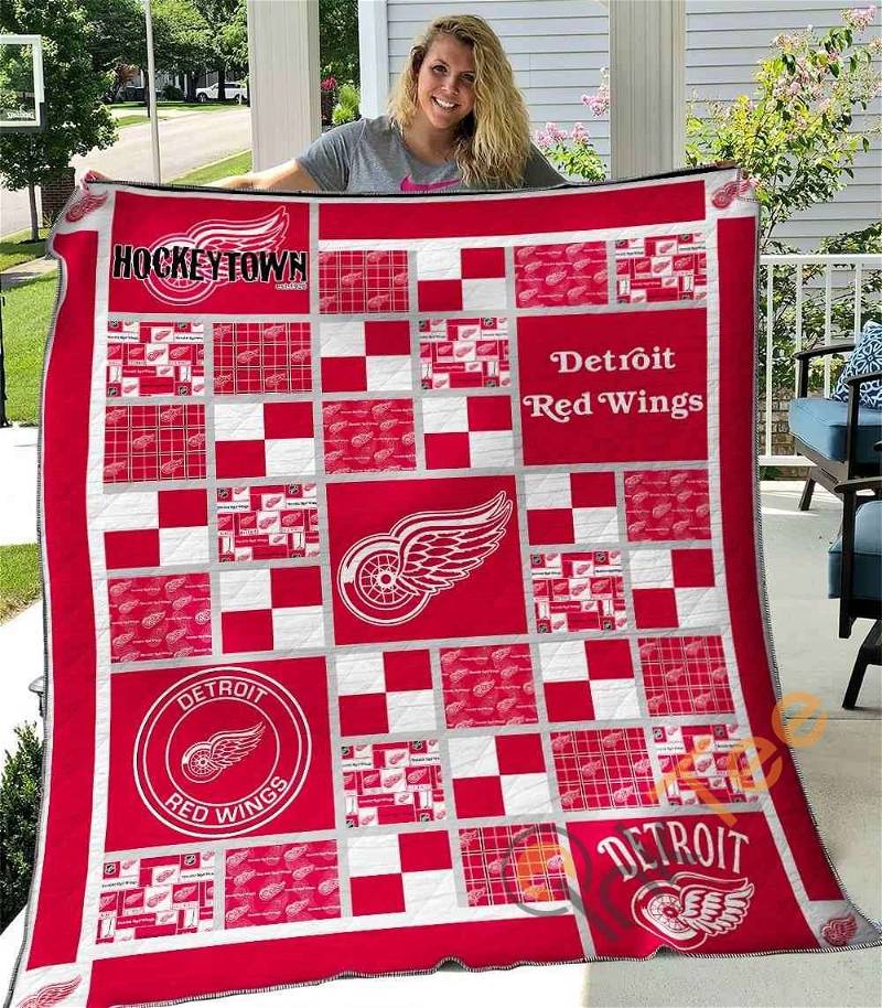 Detroit Red Wings V2 Quilt Blanket Bedding Set