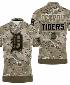 Detroit Tigers Camouflage Veteran 3D All Over Print Polo Shirt