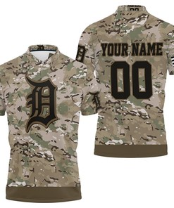 Detroit Tigers Camouflage Veteran Personalized Olive 3D All Over Print Polo Shirt