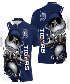 Detroit Tigers Jack Skellington And Zero Polo Shirt All Over Print Shirt 3d T-shirt