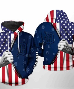 Detroit Tigers MLB US Flag 3D Hoodie Zipper Hoodie