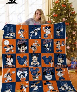 Detroit Tigers Mickey Mouse Quilt Blanket Bedding Set