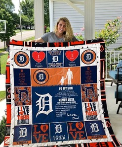 Detroit Tigers To My Son Love Dad Quilt Blanket Bedding Set