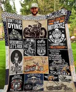 Devil Rider Motorcycle Quilt Blanket Bedding Set