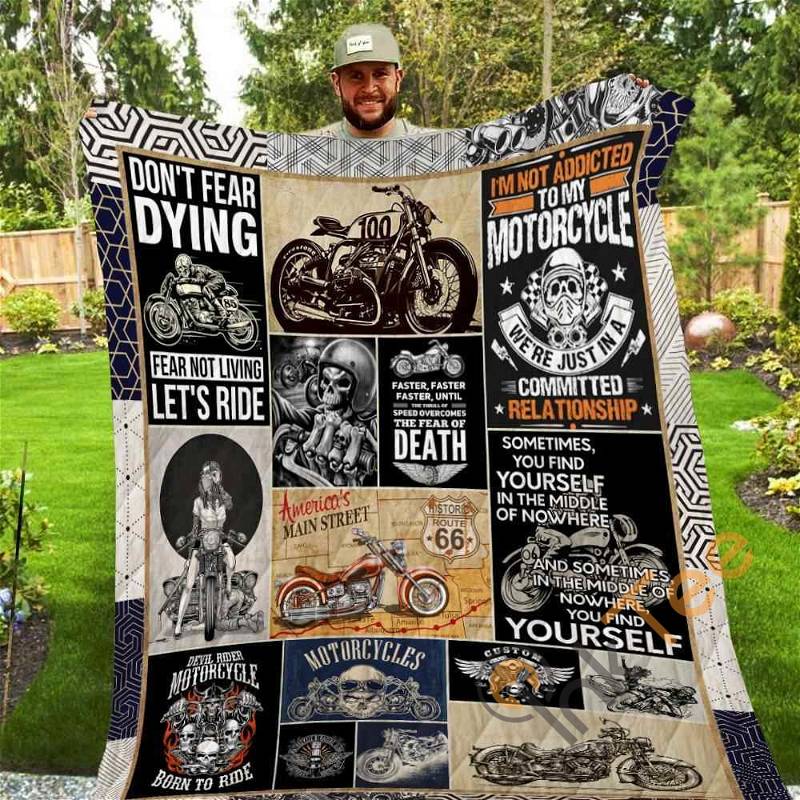 Devil Rider Motorcycle Quilt Blanket Bedding Set