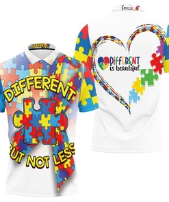 Different But Not Less Puzzle Autism Polo Shirt All Over Print Shirt 3d T-shirt