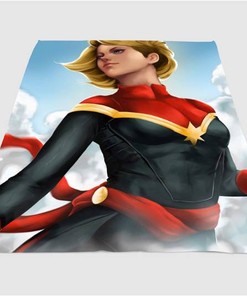 Digital Painting Captain Marvel Sherpa Fleece Blanket Gifts for Family, for Couple