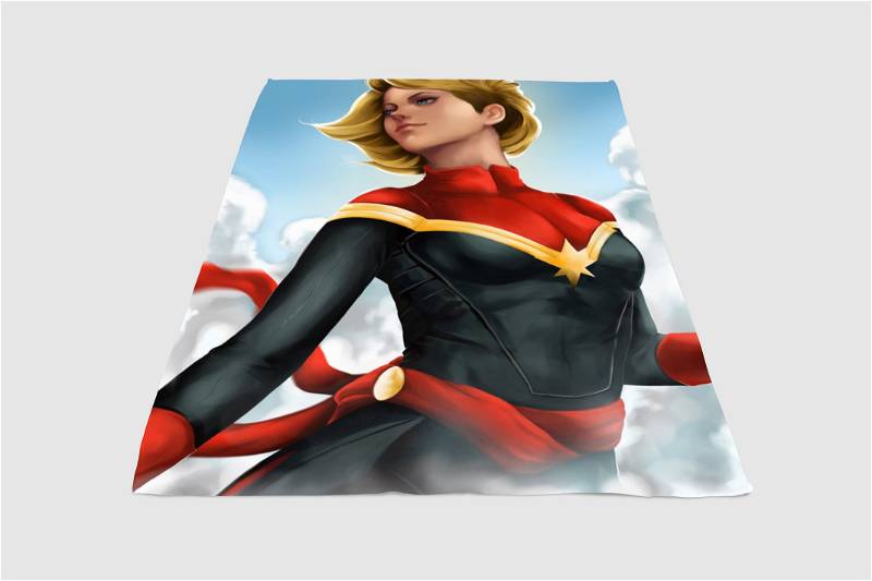 Digital Painting Captain Marvel Sherpa Fleece Blanket Gifts for Family, for Couple