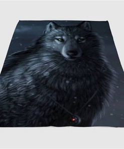 Digital Painting Wolf Sherpa Fleece Blanket Gifts for Family, for Couple
