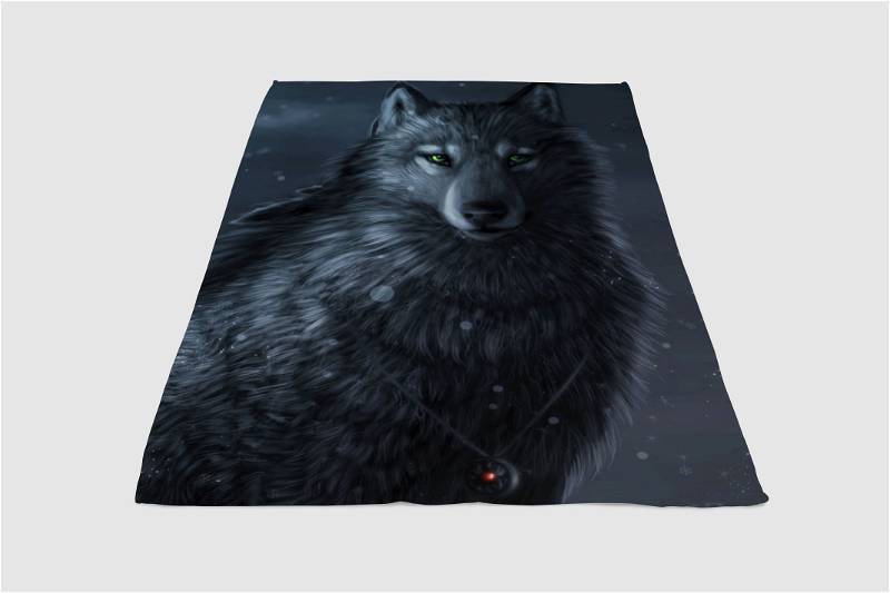 Digital Painting Wolf Sherpa Fleece Blanket Gifts for Family, for Couple