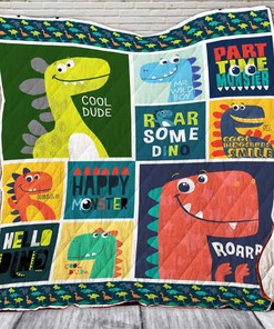 Dinosaur T-Rex Part Time Monster Dinosaur Lo Quilt Blanket Bedding Set