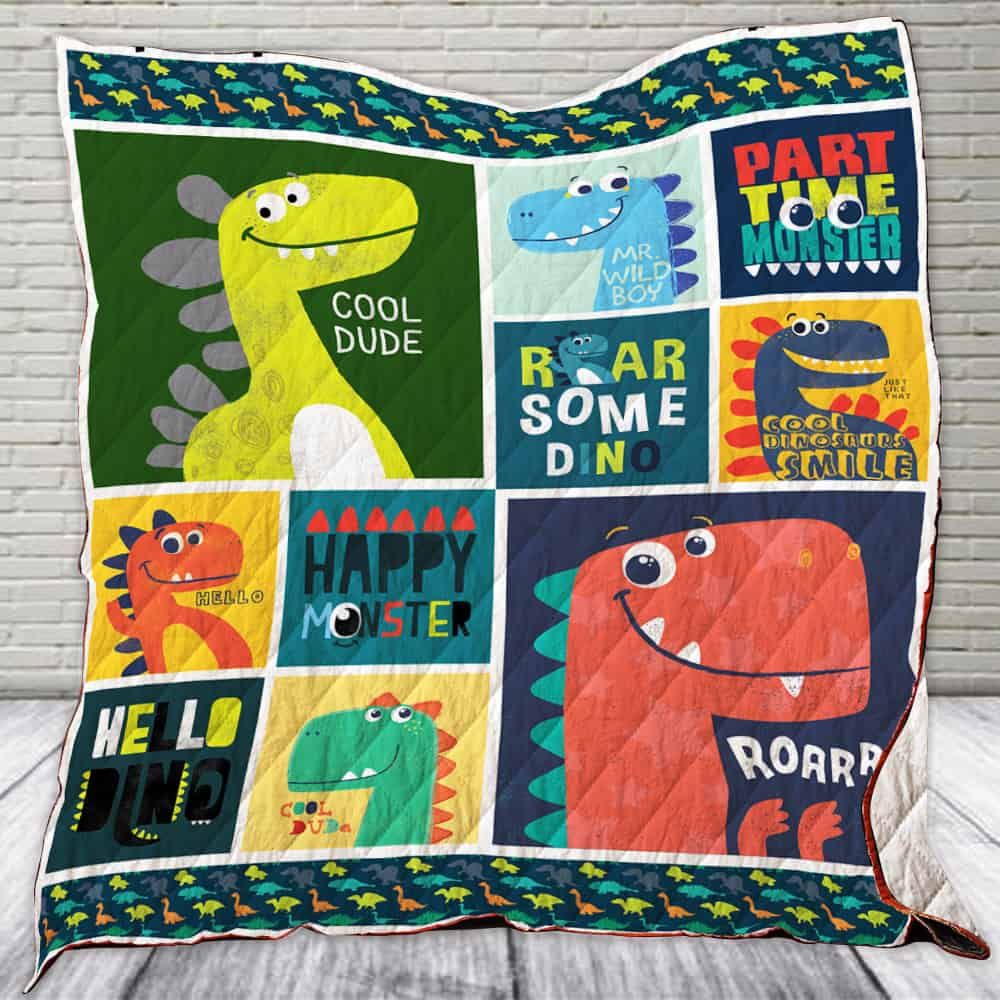 Dinosaur T-Rex Part Time Monster Dinosaur Lo Quilt Blanket Bedding Set