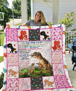 Dinosaur To My Son From Mom How Far You Can Go Personalized Quilt Blanket Bedding Set