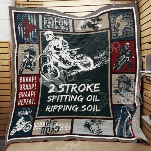 Dirt Bike Two Stroke Spitting Oil Ripping Soil Quilt Blanket Bedding Set