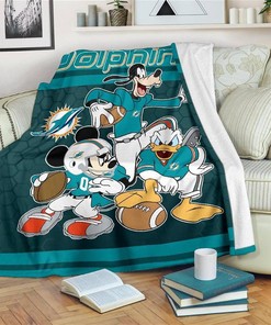 Disney Dolphins Team Football Sherpa Blanket Fleece Blanket Gifts for Fans
