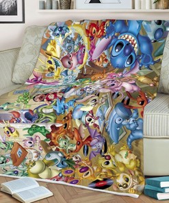 Disney Lilo And Stitch Gift For Fan, Disney Lilo And Stitch Characters Comfy Throw Blanket Gift